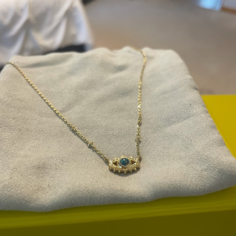 Kendra Scott Gemma Stone Evil Eye Pendant Necklace Gold/ Lavender Kyocera Opal